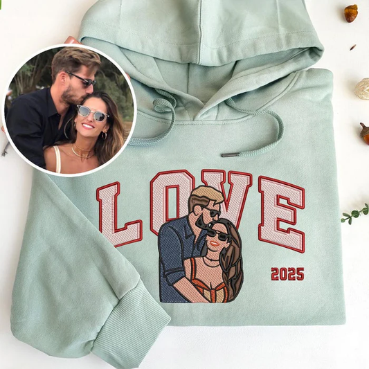 Custom Embroidered LOVE Couple Hoodie