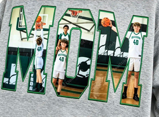 Custom Photo MOM Sweatshirt Personalized Kids Photo Basketball Hoodie Custom Sleeve Nicknames Gift for Mom