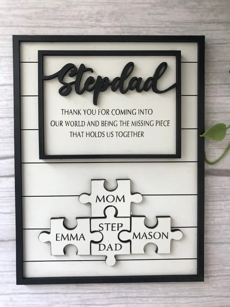 👨Dad Puzzle Sign With Kids Name, Wall Decor, Custom Dad Wooden Sign