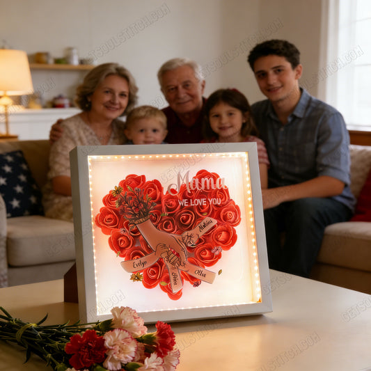 Flower Shadow Mirror LightBox Custom Name Available Romantic &Practical Ideal Mother’s Day Gift