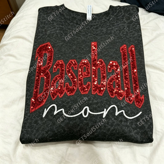Custom Sequin Sports Mom Crewneck Sweatshirt Glitter Athletic Mom Pullover Personalized Family Gift for Sports Fans