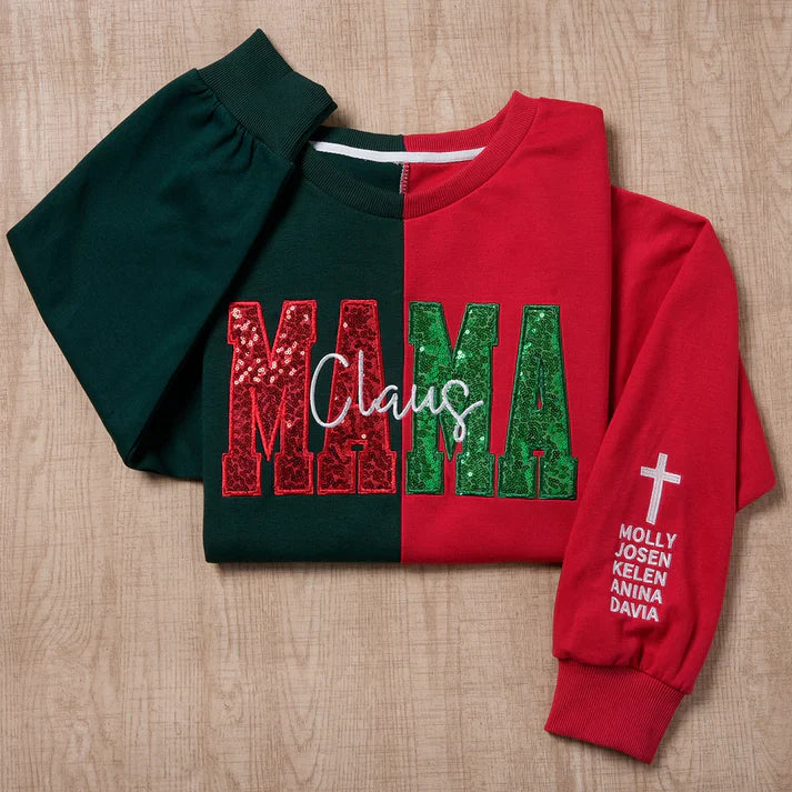 Custom Two-Tone Sequin Mama Sweatshirt
