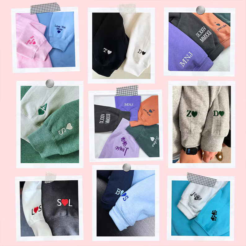 🌸Blühend mit Liebe – Individuell besticktes Geburtstagsblumen-Porträt vom Foto Sweatshirt Hoodie, Perfektes Geschenk für Mama, Papa, Paare & Familie