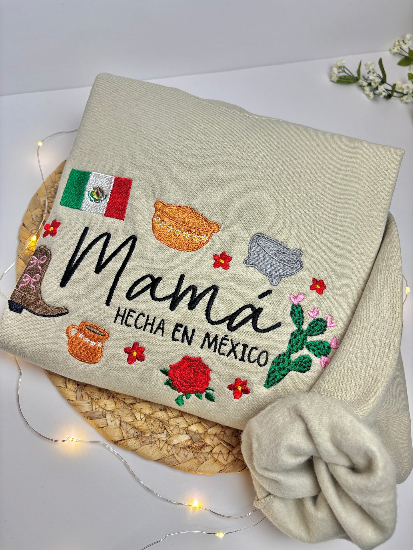 Mi Cultura Mi Corazón: Mexican Mama Embroidered Crewneck
