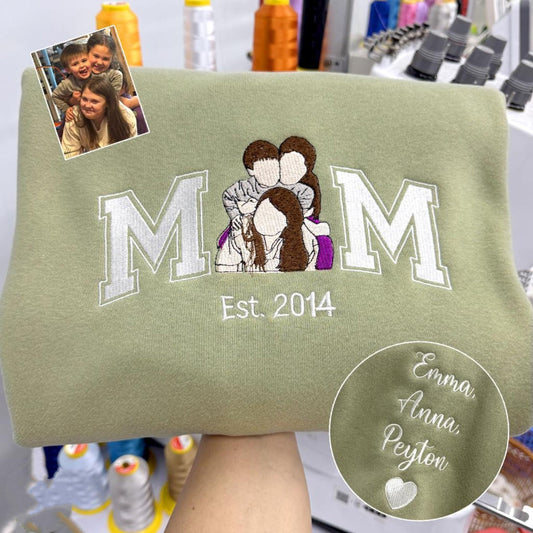 Custom Family Photo Embroidered Sweatshirt for Mom & Dad