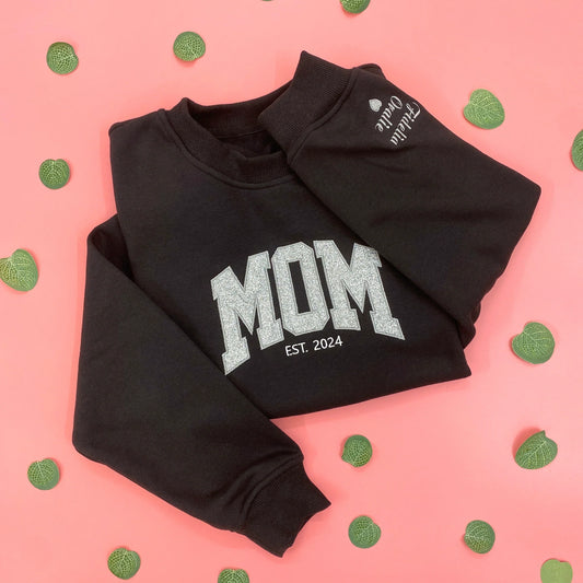 Custom Embroed MAMA Glitter Hoodie