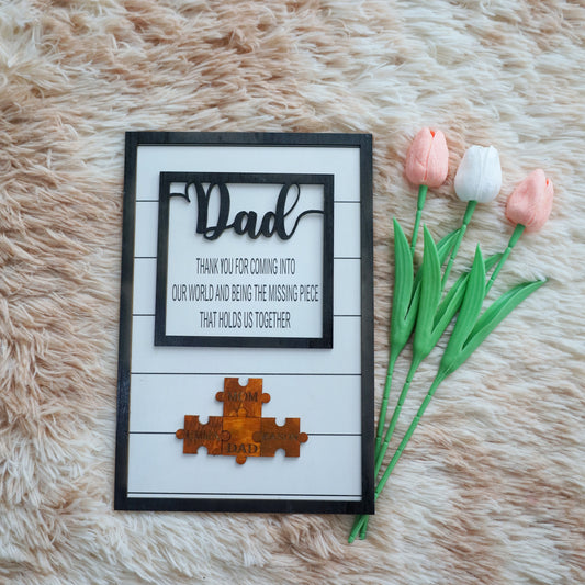 👨Dad Puzzle Sign With Kids Name, Wall Decor, Custom Dad Wooden Sign
