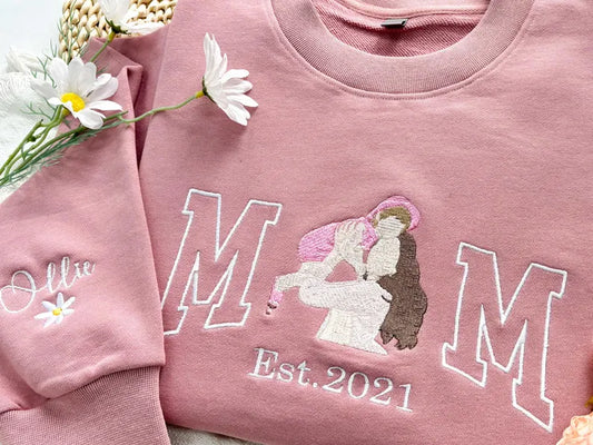 Custom Embroidered Mama Sweatshirt with Photo