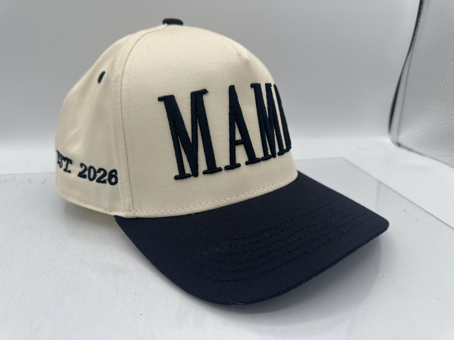 Custom Two-Tone Mom Baseball Cap, Personalized Nickname & EST Date 3D Puff Embroidered Hat