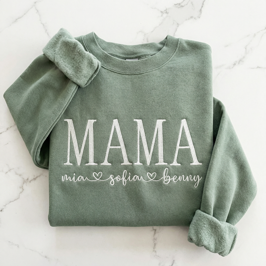 Custom embroidered Mama & Kids Name Sweatshirt