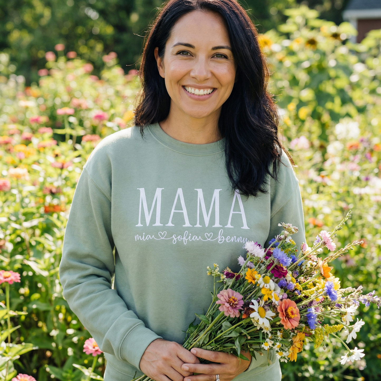 Custom embroidered Mama & Kids Name Sweatshirt