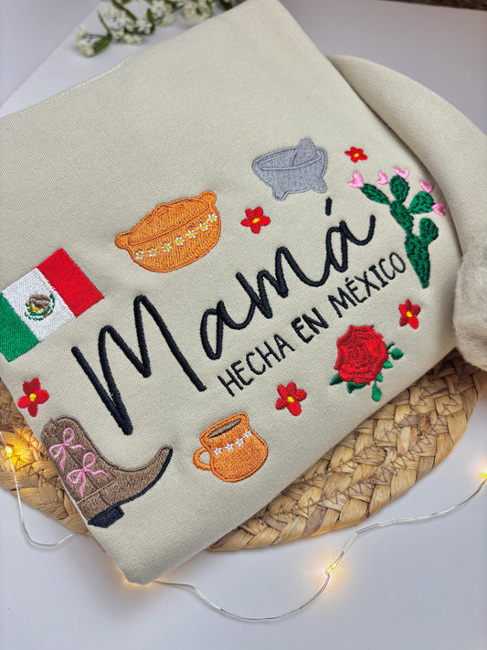 Mi Cultura Mi Corazón: Mexican Mama Embroidered Crewneck