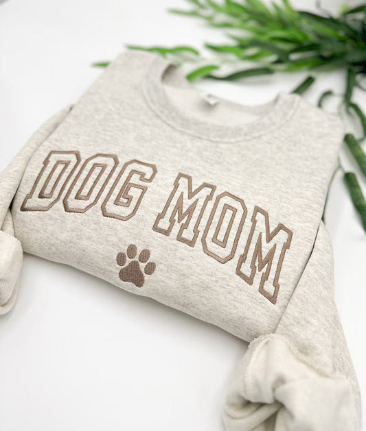Dog Mom Sweatshirt | Minimalist Embroidery