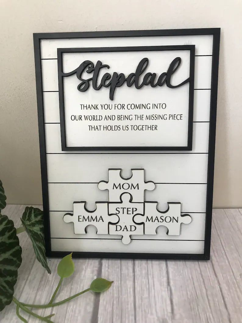 👨Dad Puzzle Sign With Kids Name, Wall Decor, Custom Dad Wooden Sign
