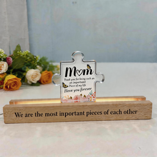 Custom Puzzle LED Night Light Personalized with Kids' Names & Quote Mother's Day Gift