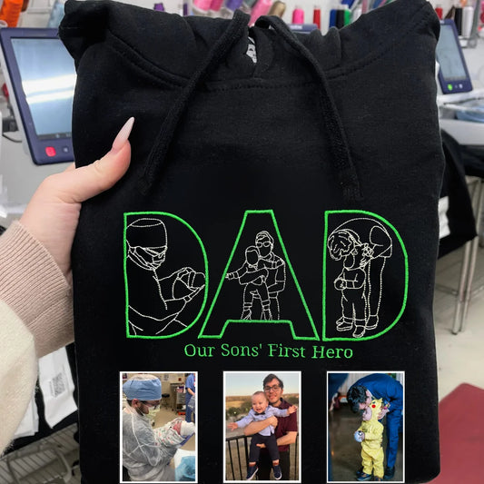 Custom Photo Outline Embroidered Sweatshirt – Personalized Mom, Dad, or Nickname Sweatshirt