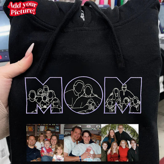 Custom Photo Outline Embroidered Sweatshirt – Personalized Mom, Dad, or Nickname Sweatshirt
