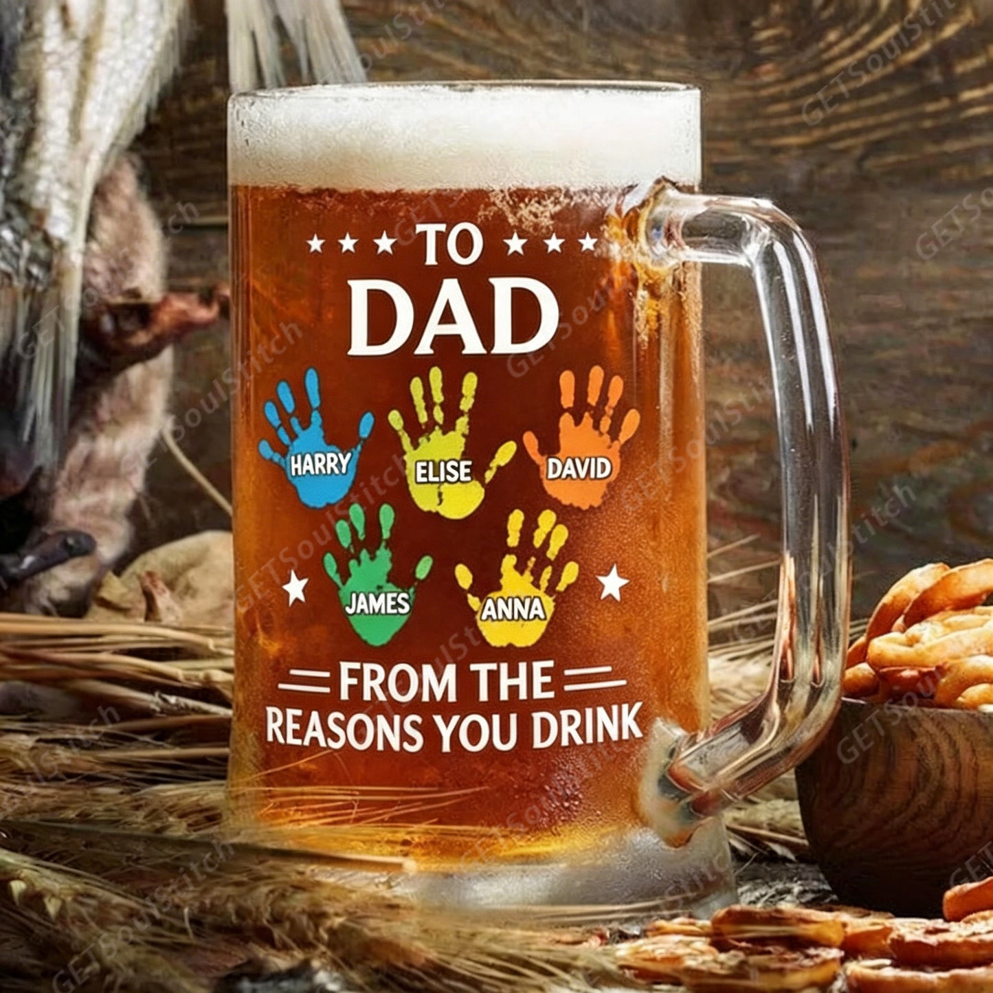 Funny Personalized Dad Glassware Customizable Kid Names & Slogan Beer Mug/Whiskey Glass Gift for Father's Day/Birthday