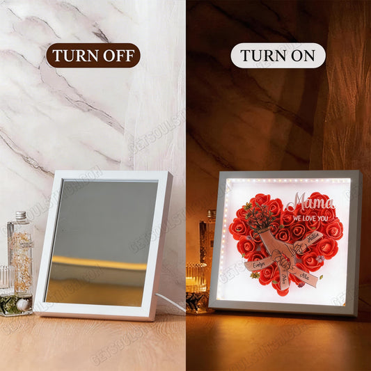 Flower Shadow Mirror LightBox Custom Name Available Romantic &Practical Ideal Mother’s Day Gift
