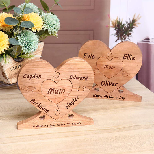 Personalized Name Heart Puzzle Stakes Frame Gift for Mom