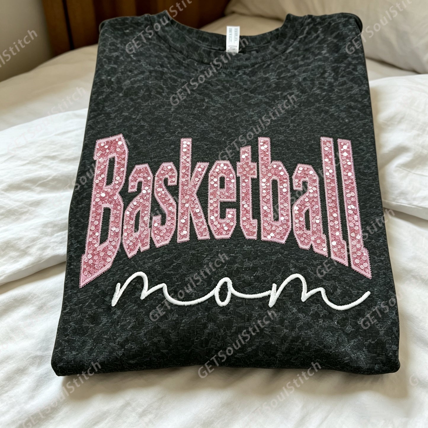 Personalisiertes Pailletten-Crewneck-Sweatshirt für Sport-Mütter, Glitzer-Sport-Mutter-Pullover, personalisiertes Familiengeschenk für Sportfans