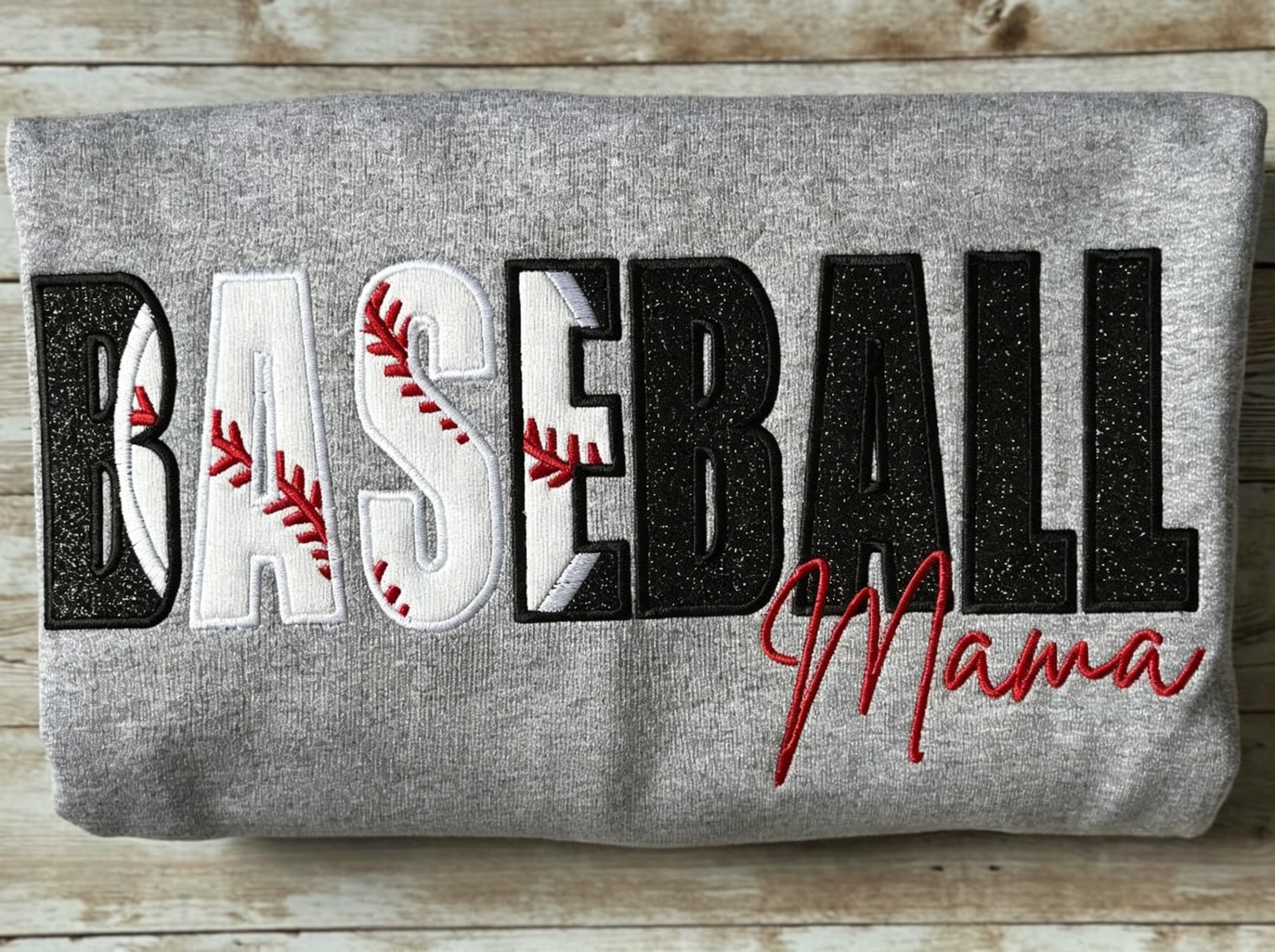 Custom Glitter Baseball Mama Top Personalized Embroidered Nickname Jersey Exclusive for Baseball Moms