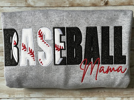 Custom Glitter Baseball Mama Top Personalized Embroidered Nickname Jersey Exclusive for Baseball Moms
