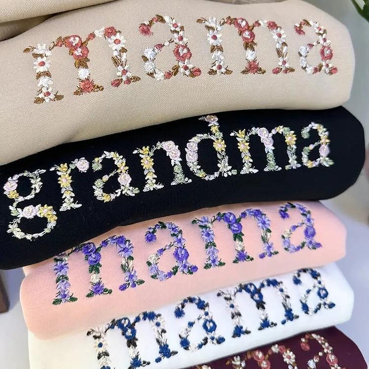 Personalisiertes Sweatshirt mit Blumenstickerei | Muttertagsgeschenk