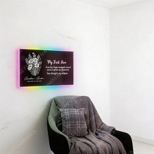 Personalized Birth Month Flower Lighted Wall Art Customizable with Names & Quotes Exclusive Mother's Day Gift for Mom & Grandma
