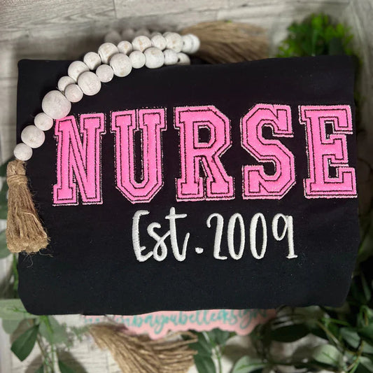 Custom Nurse Glitter Embroed Sweatshirt