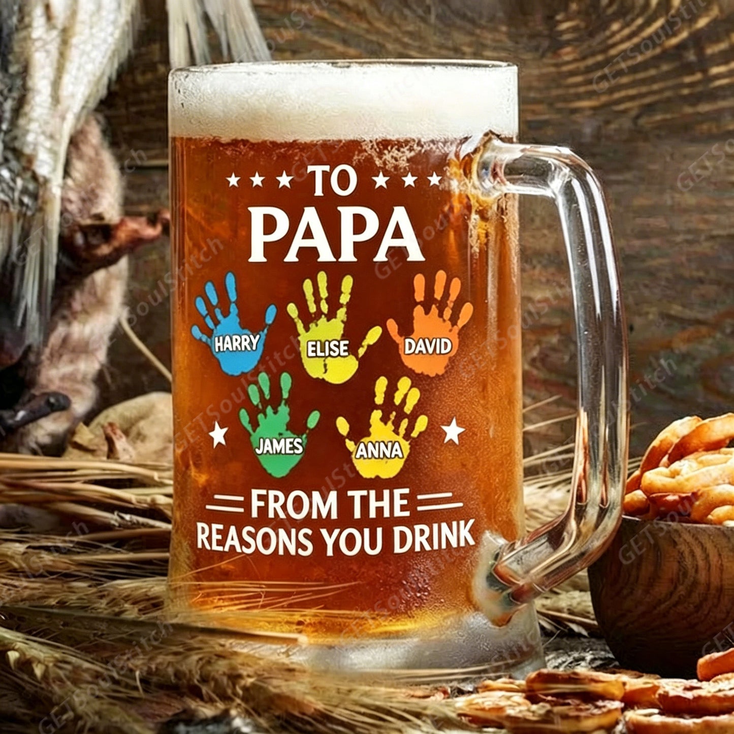Funny Personalized Dad Glassware Customizable Kid Names & Slogan Beer Mug/Whiskey Glass Gift for Father's Day/Birthday