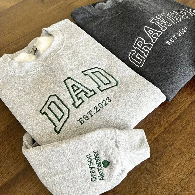 Custom Embroidered Dad/PAPA Hoodie | Personalized Name & Establish Date | Father's Day Gift