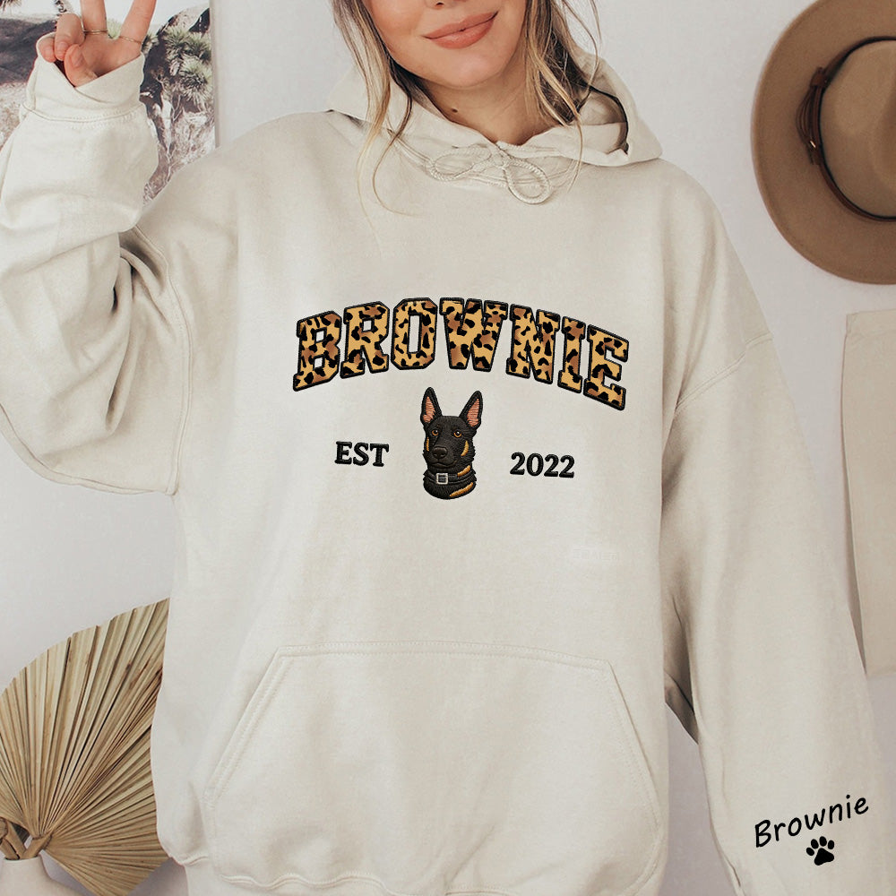 Individuelles Haustierportrait Blumen-Applikation Bestickter Kapuzenpullover/Sweatshirt