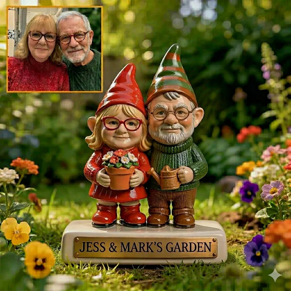 3D Effect Custom Garden Gnome Statue Personalized Photo Figurine with Custom Name