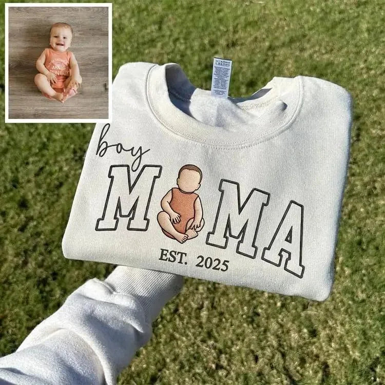 Custom Boy & Girl Mama Sweatshirt | Kids Portrait