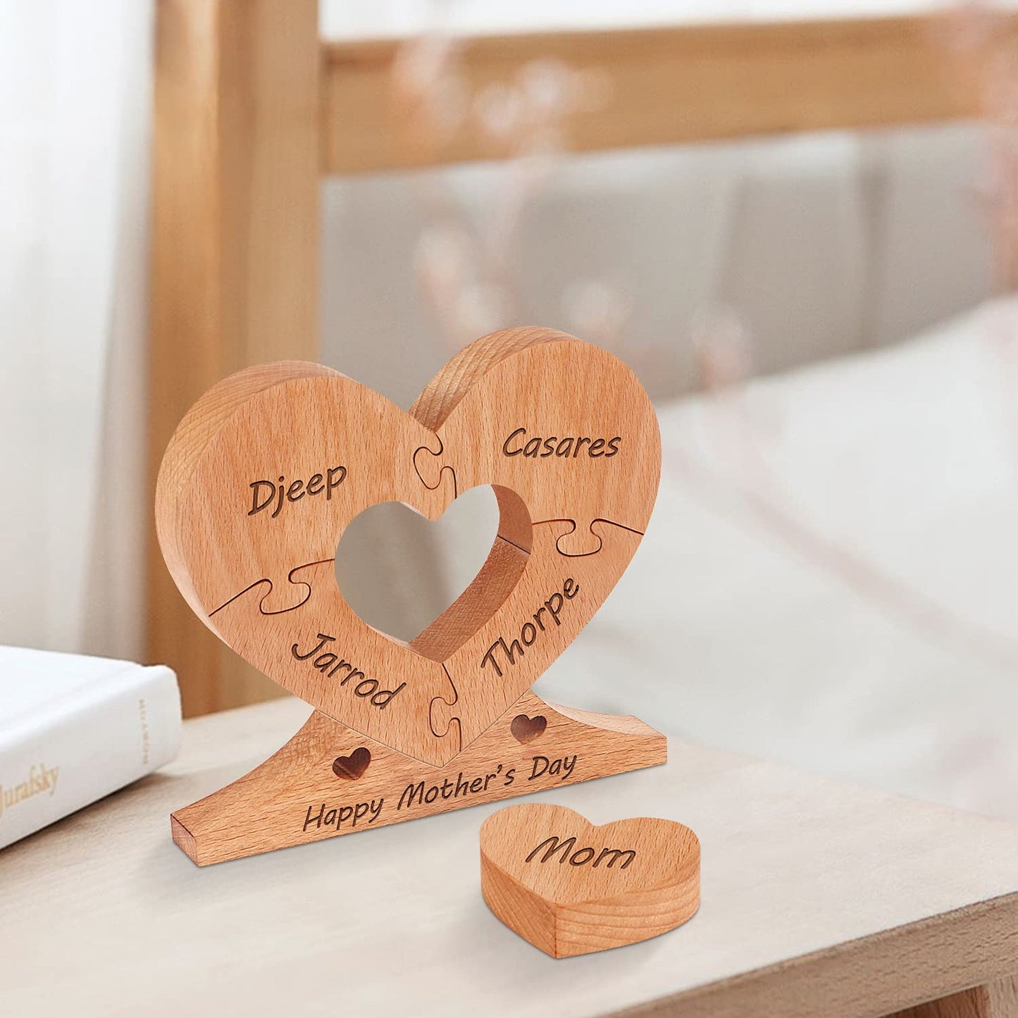 Personalized Name Heart Puzzle Stakes Frame Gift for Mom