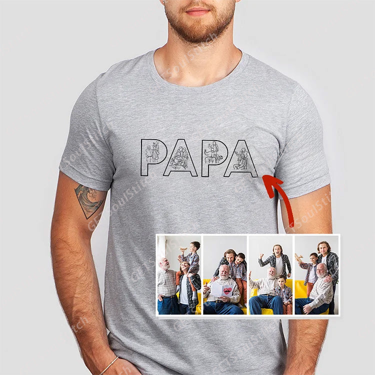 Custom Outline Embroidered PAPA/DAD Sweatshirt | Personalized Name & Photo Line Art Father's Day Gift