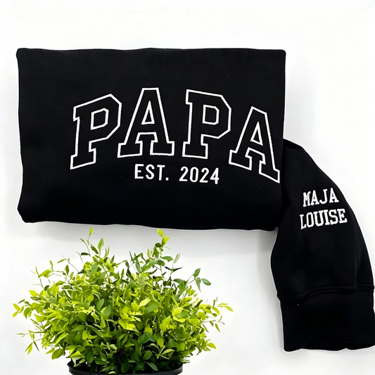Custom Embroidered Dad/PAPA Hoodie | Personalized Name & Establish Date | Father's Day Gift