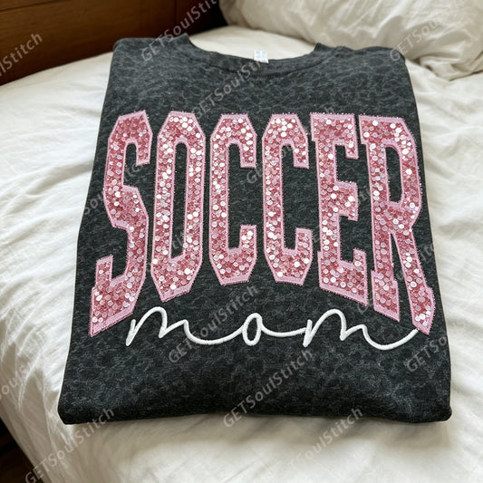 Custom Sequin Sports Mom Crewneck Sweatshirt Glitter Athletic Mom Pullover Personalized Family Gift for Sports Fans