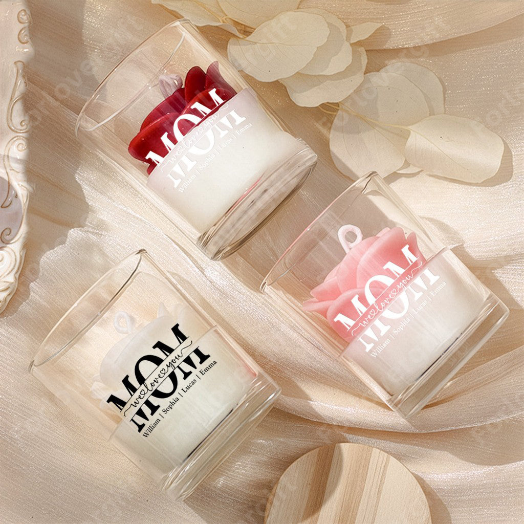 Personalisierte florale Sojawachskerze – individuelles „Wir lieben dich“-Geschenk für Mama, Muttertags-Special