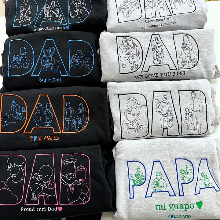 Personalisiertes Sweatshirt mit gestickter Foto-Umrisslinie – personalisiertes Mama-, Papa- oder Spitznamen-Sweatshirt