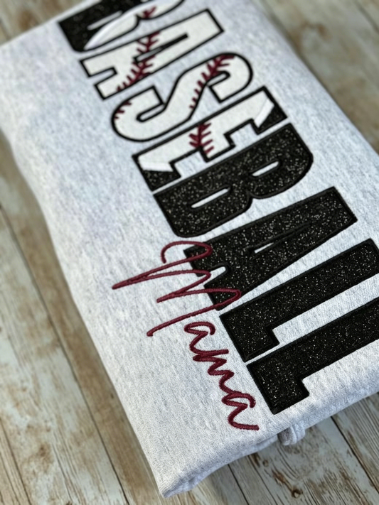 Custom Glitter Baseball Mama Top Personalized Embroidered Nickname Jersey Exclusive for Baseball Moms