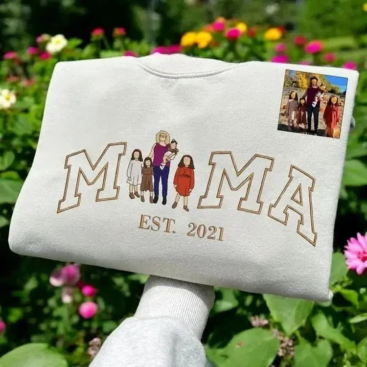 Custom Boy & Girl Mama Sweatshirt | Kids Portrait