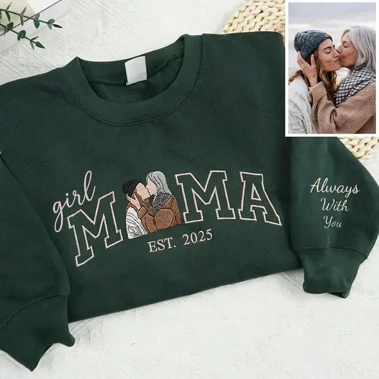 Custom Boy & Girl Mama Sweatshirt | Kids Portrait