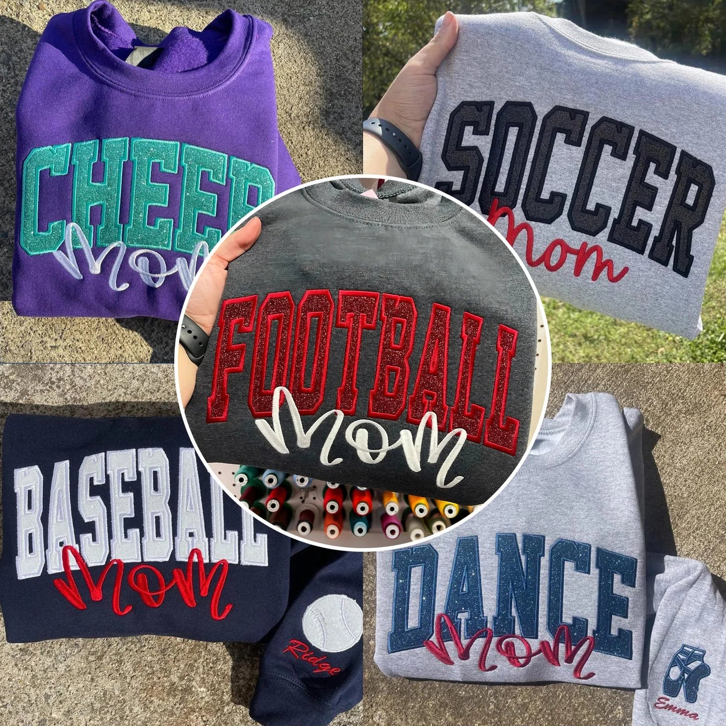 Custom Glitter Sports Mom Hoodie