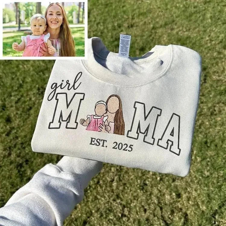 Custom Boy & Girl Mama Sweatshirt | Kids Portrait