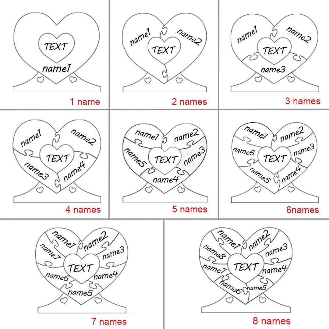 Personalized Name Heart Puzzle Stakes Frame Gift for Mom