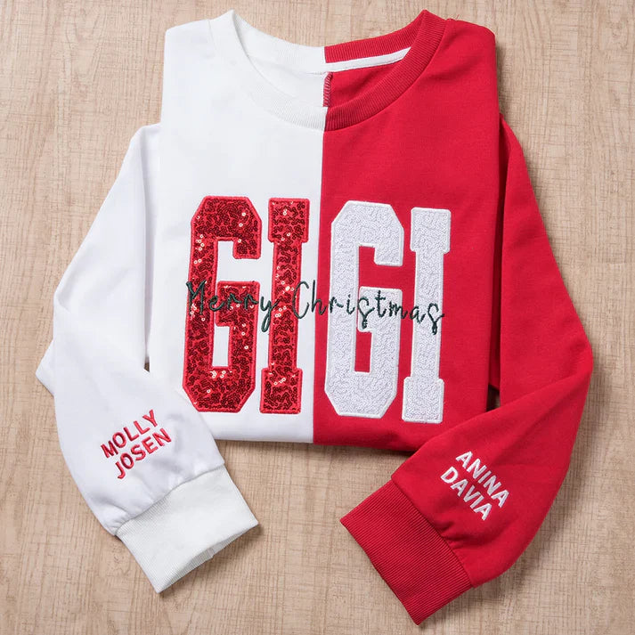 Custom Two-Tone Sequin Mama Sweatshirt