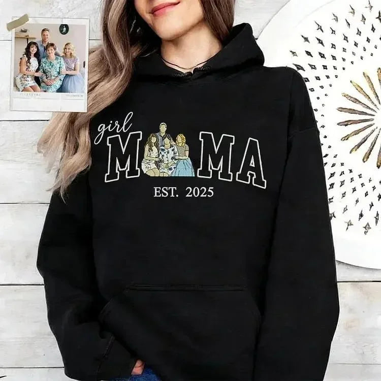 Custom Boy & Girl Mama Sweatshirt | Kids Portrait