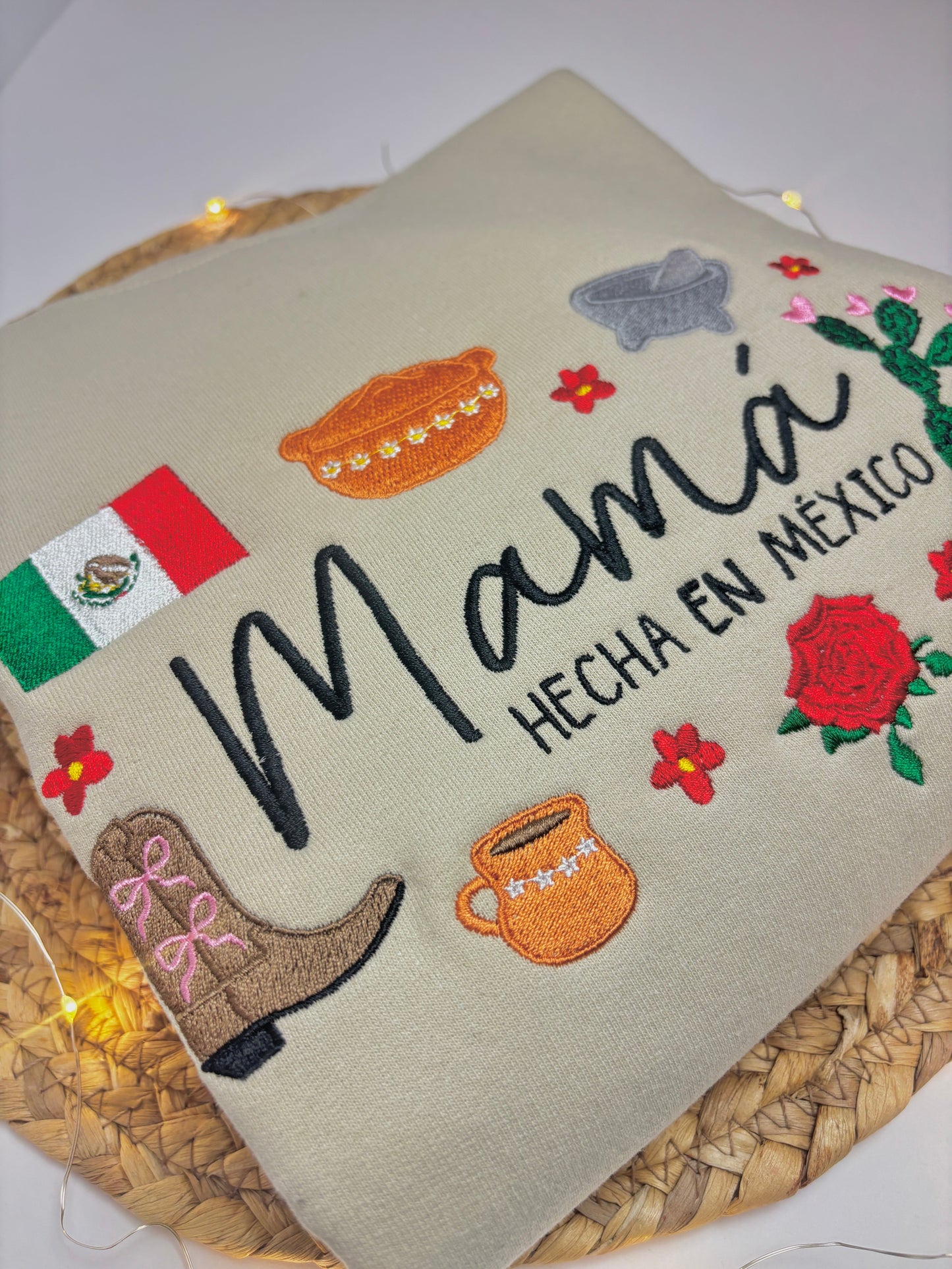 Mi Cultura Mi Corazón: Mexican Mama Embroidered Crewneck